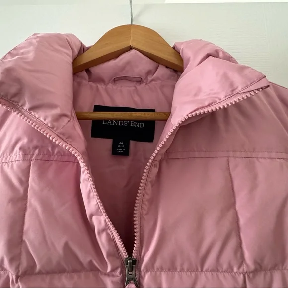 Lands' End Light Pink Zip Up Puffer Vest Size Medium 10-12 - Picture 3 of 6